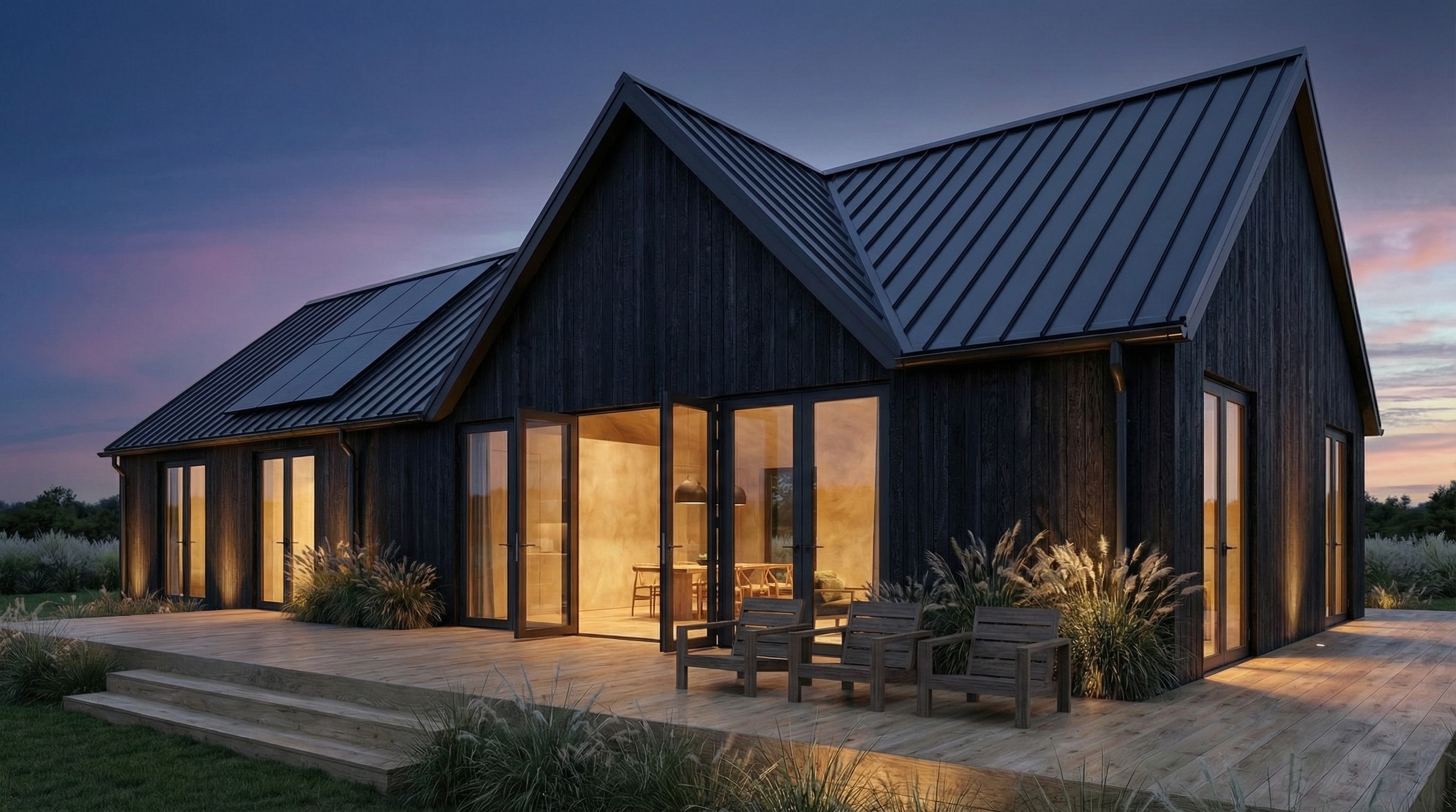 architectural double storey home with wooden slat accents and lush greenery