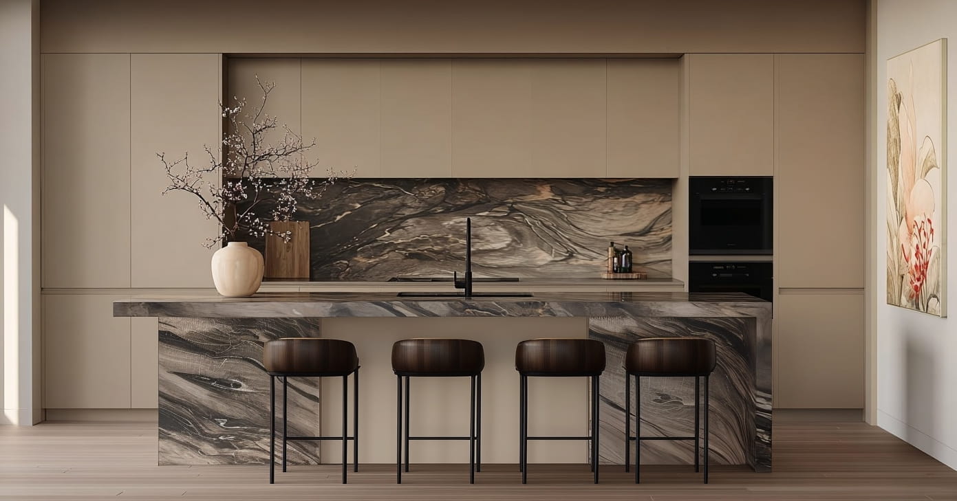 contemporary minimalist style kitchen (Japandi)