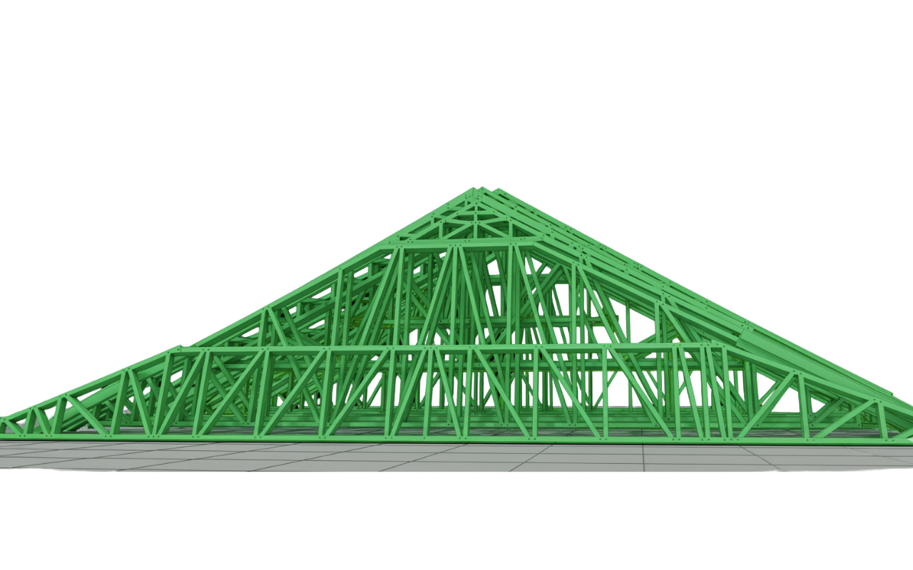 Multiple roof trusses ready for installation